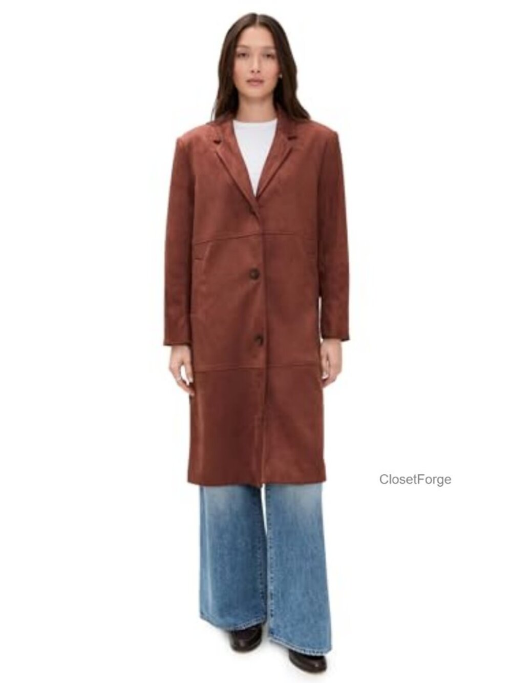 Faux Suede Jacket Button Placket Notch Collar Casual